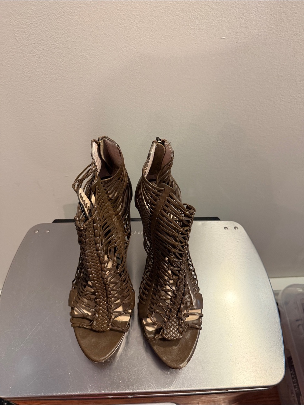 Brown Woven High-Heel Sandals - Women